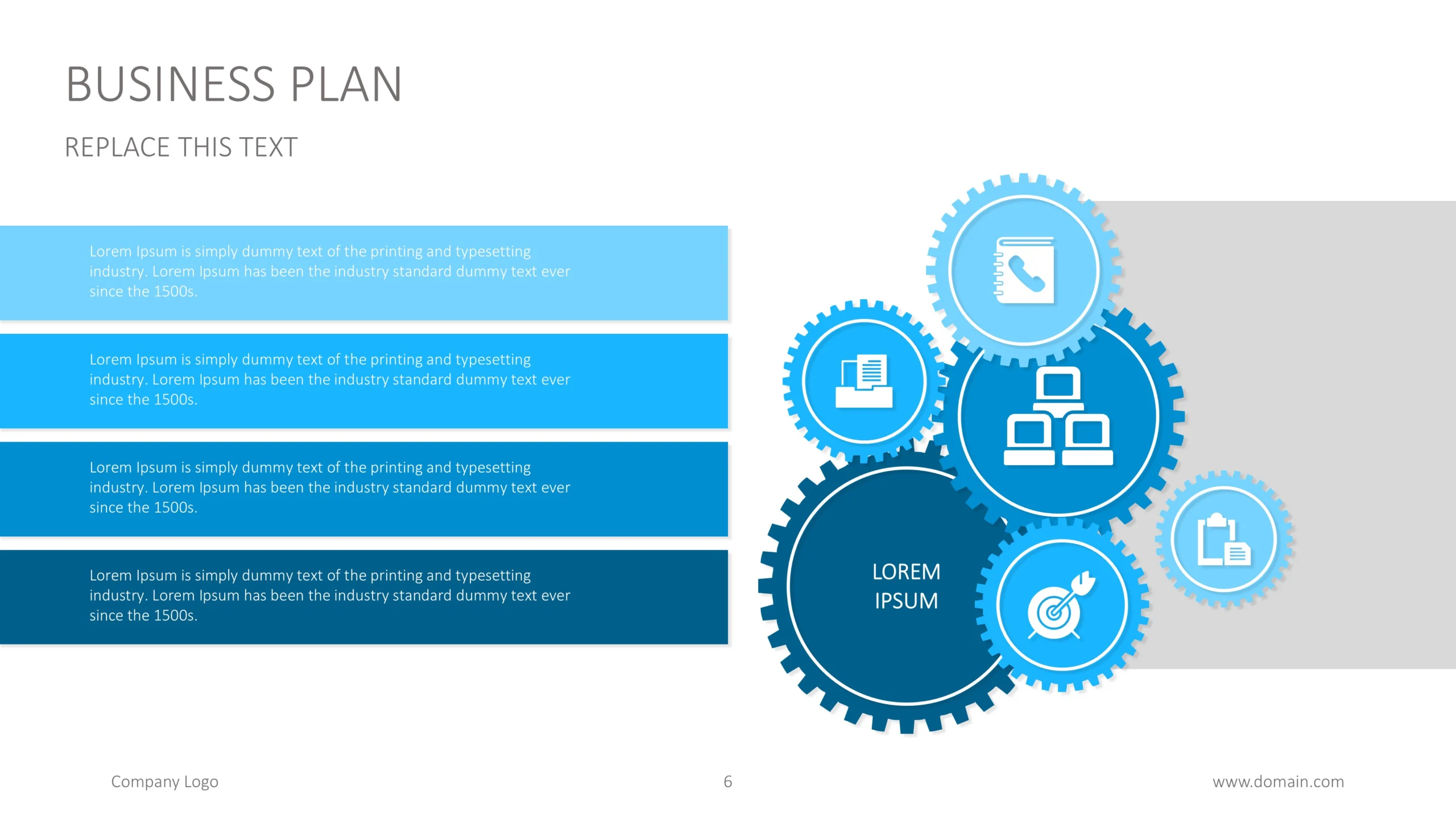 Modern Business Plan Presentation Template with Infographics 6 Business Plan Presentation Template Process Gears Scaled
