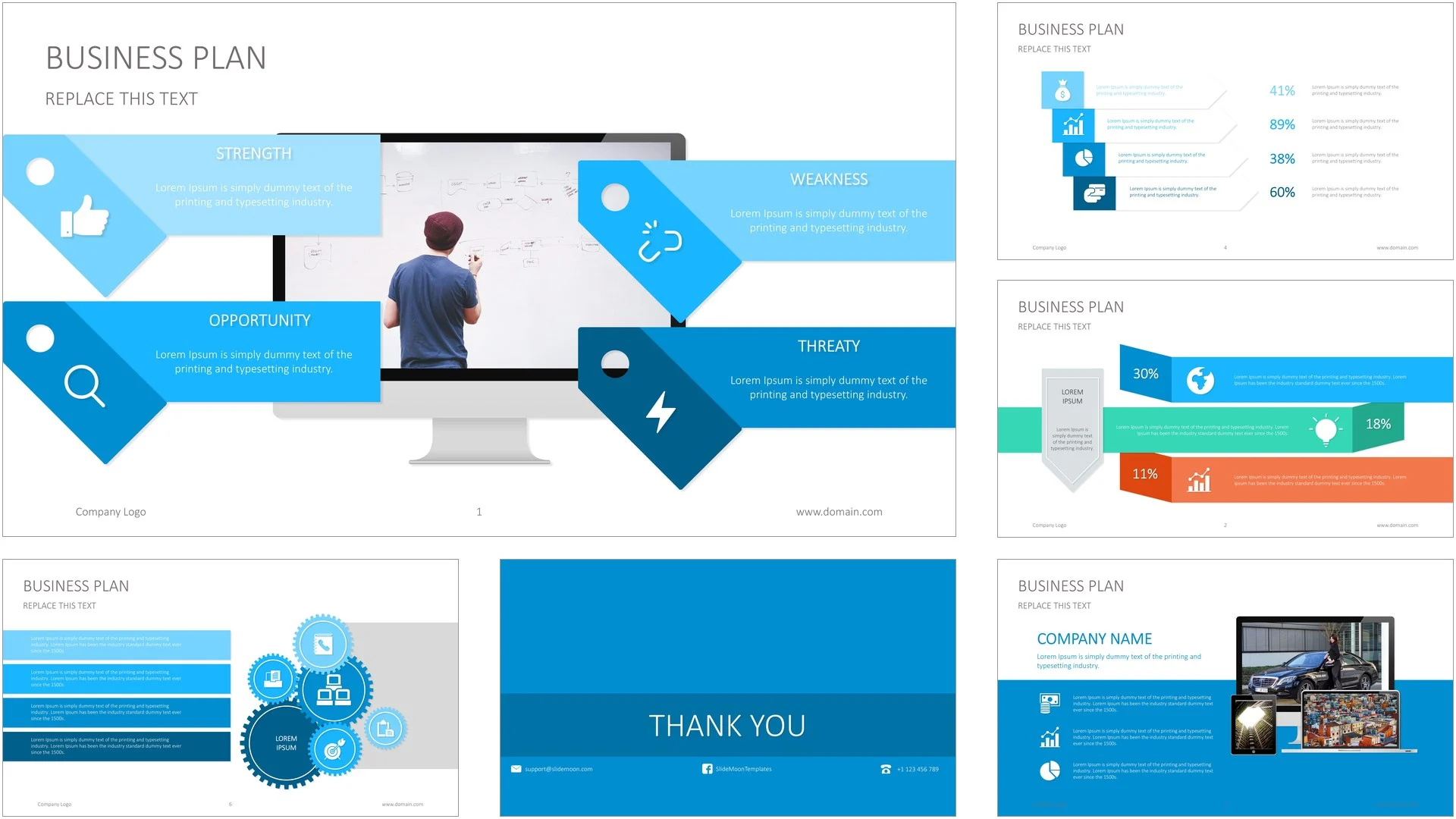 Modern Business Plan Presentation Template with Infographics 9 business-plan-presentation-template-swot-analysis-preview-slides