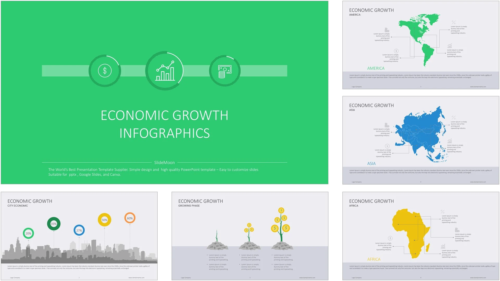 Economic Growth Infographics Presentation Template 9 economic-growth-template-preview-slides