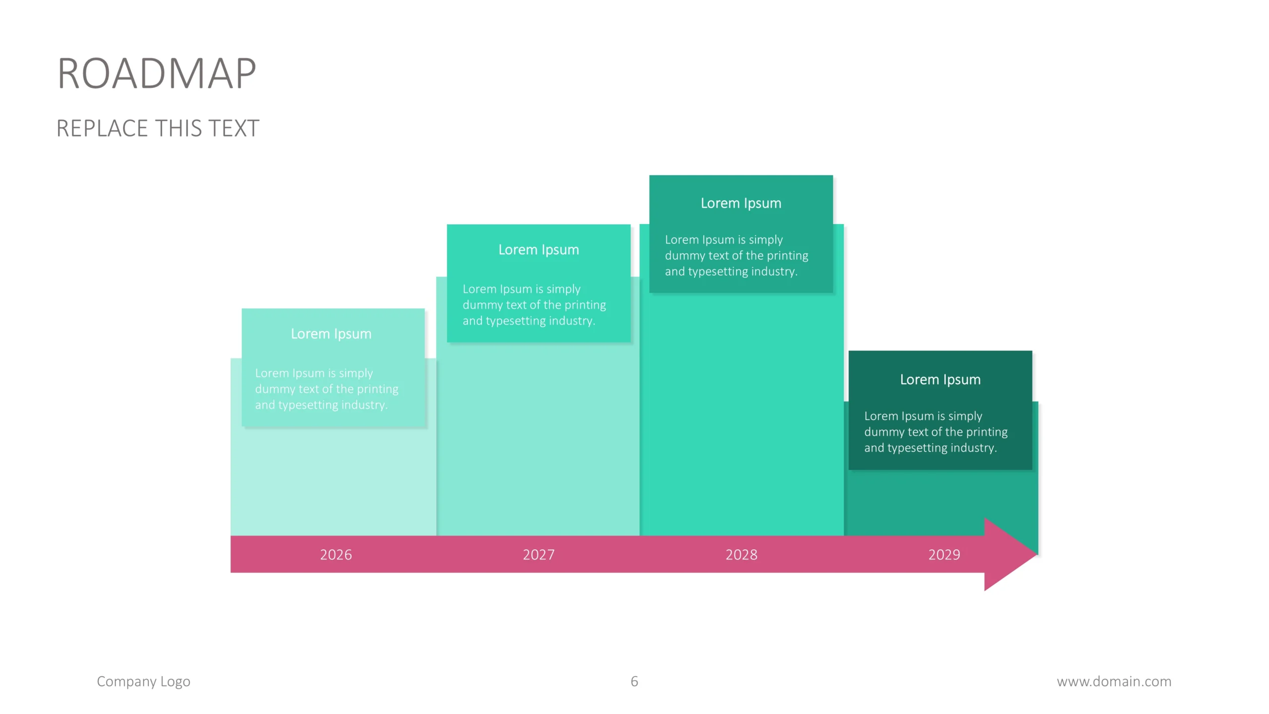 Roadmap Presentation Template for Strategic Planning 6 Project Roadmap Slides Ascending Bars Scaled