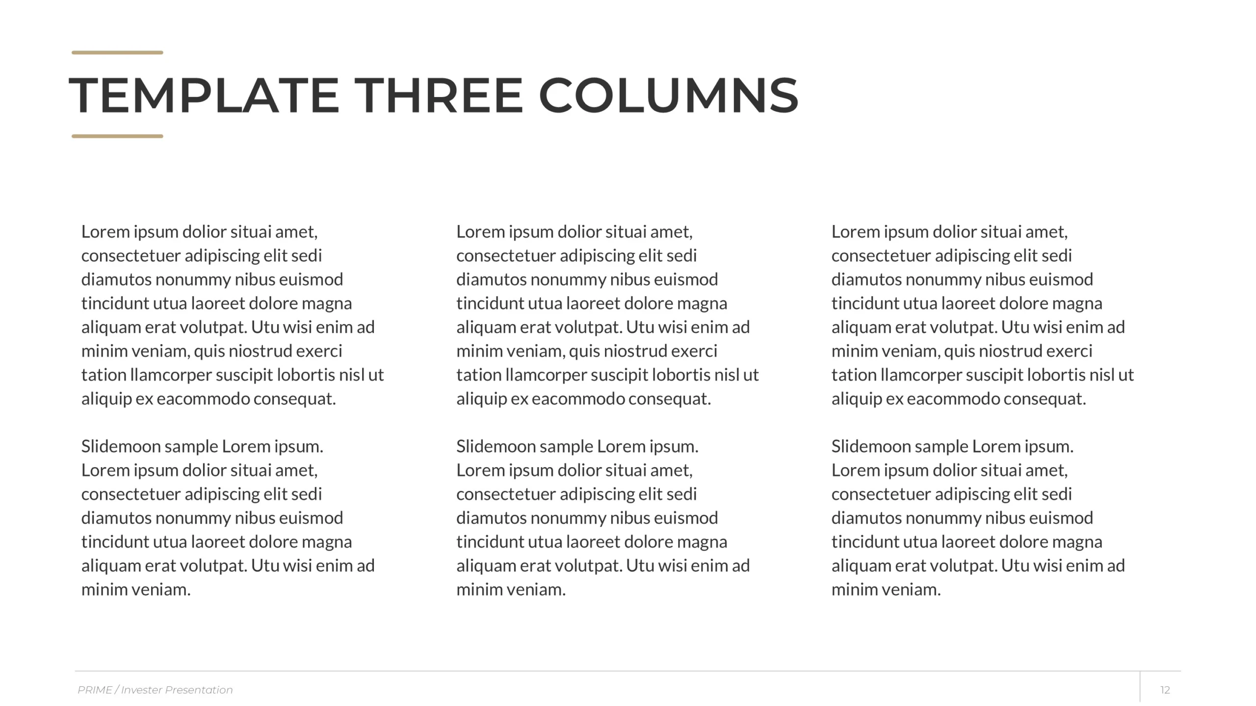 Elegant Real Estate Investor Presentation Template 12 Property Investment Slide Three Columns Scaled