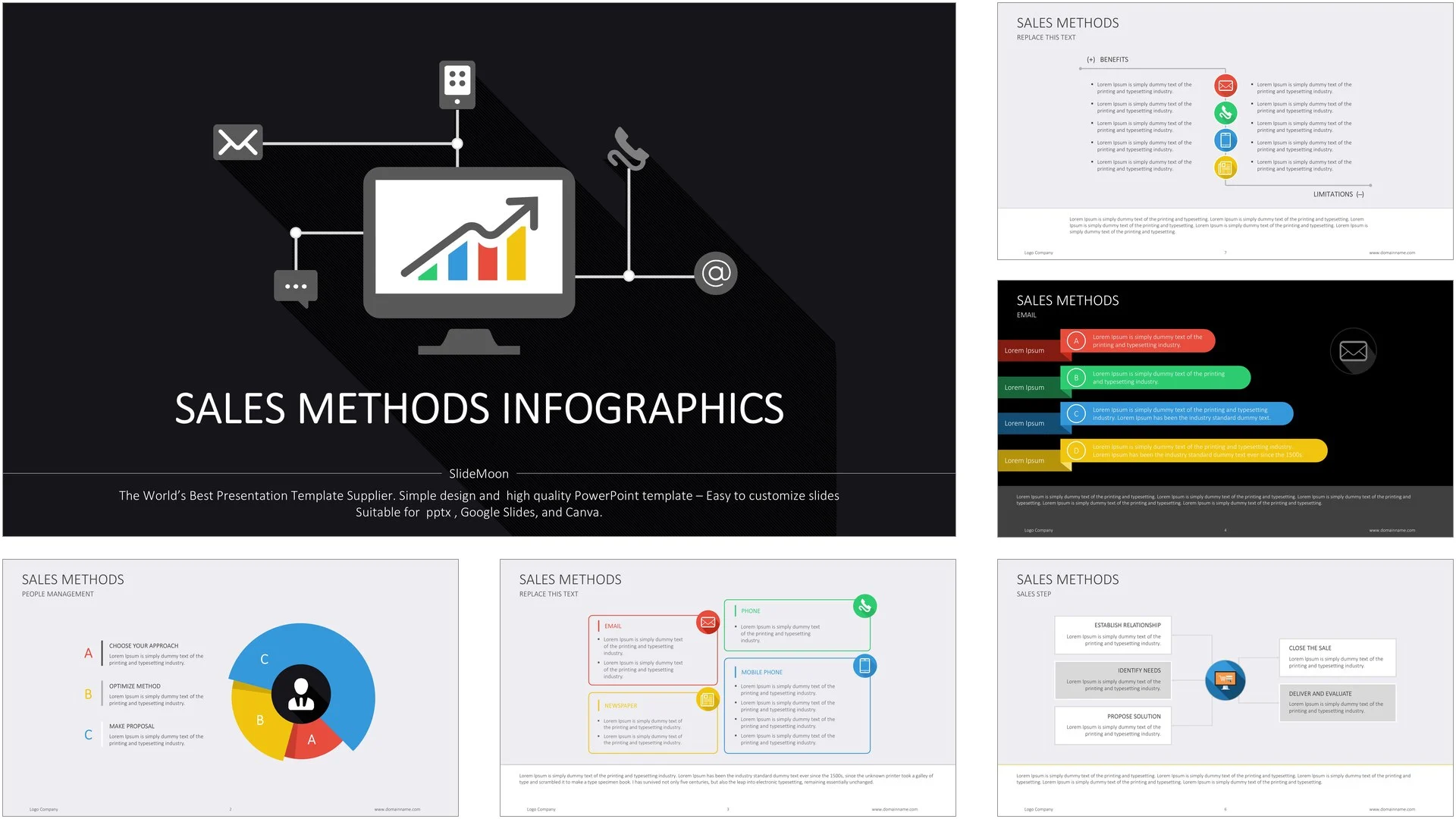 Sales Methods Infographics Presentation Template 9 sales-methods-template-infographics-preview-slides
